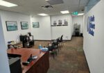 Waiting/reception area - Waiting/reception area viewed from entrance to physio and vestibular exam room.